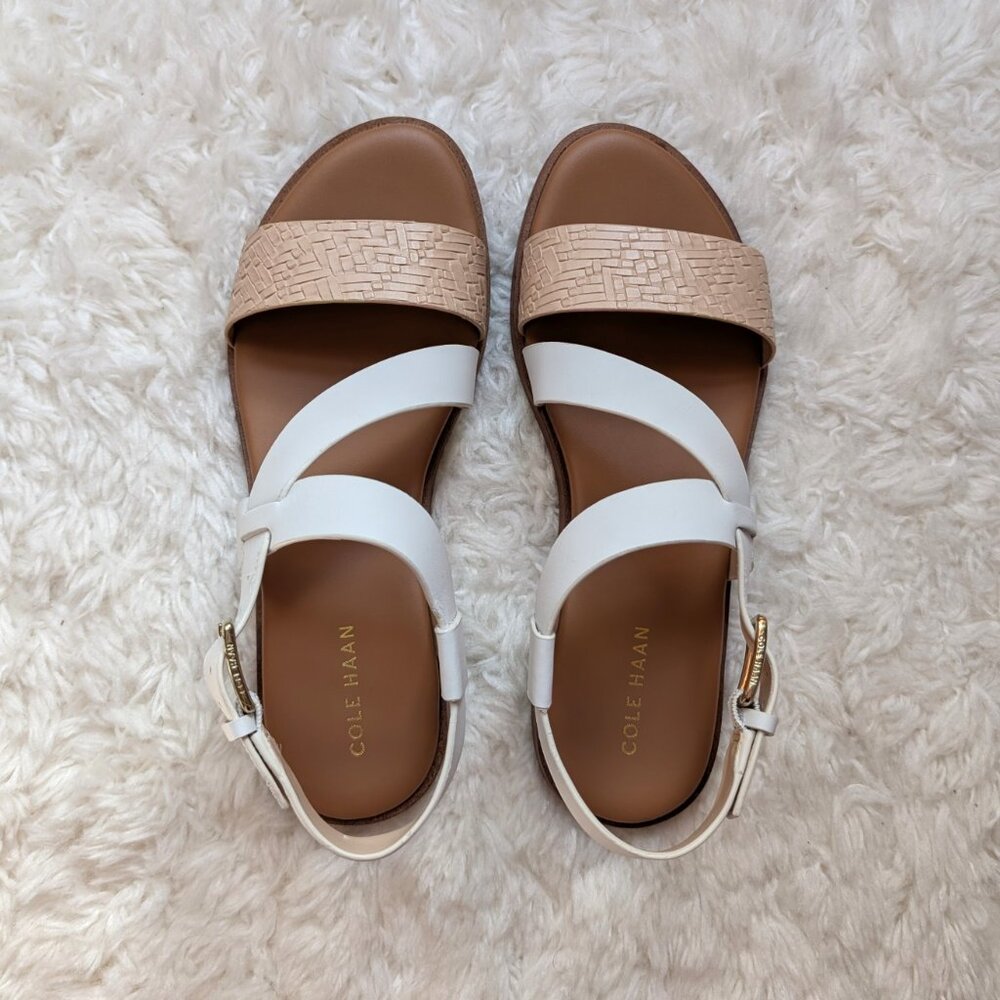 Like New Cole Haan Findra Strappy Sandal (color: white-nude woven, size: 6)